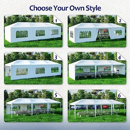 10x30ft Outdoor Tents Party Wedding Canopy Tent, White Canopy Tent Large Canopy Tents for Parties, Outdoor Patio Garden Gazebo Canopy Tents with 8 Removable Sidewalls for Backyard Events