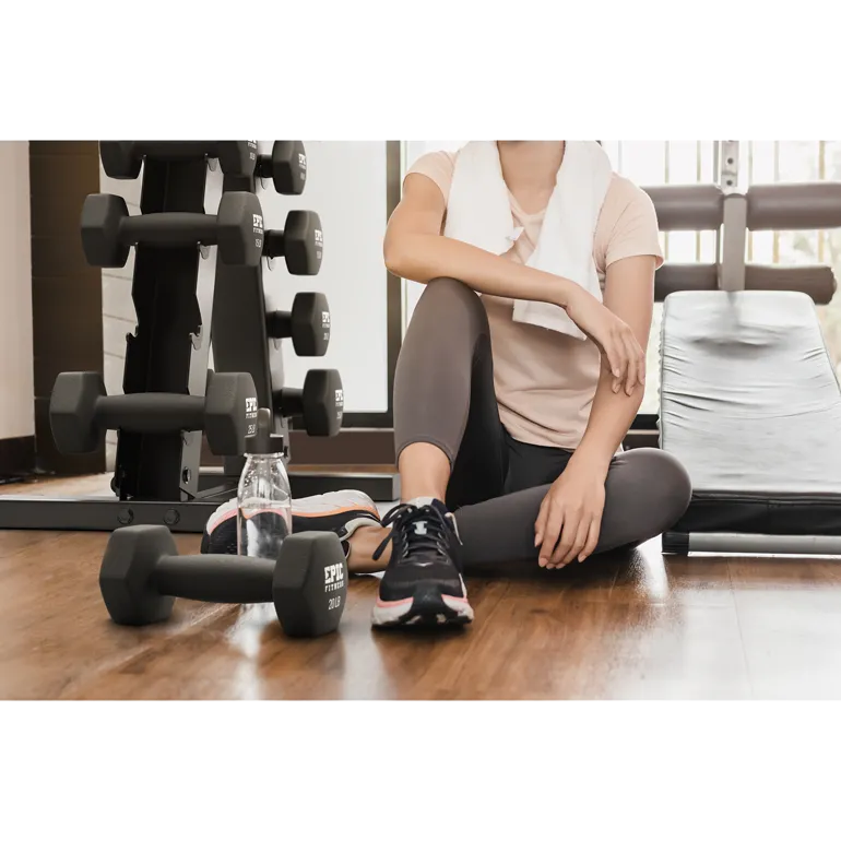 150-Pound Neoprene Dumbbell Set with A-Frame Rack