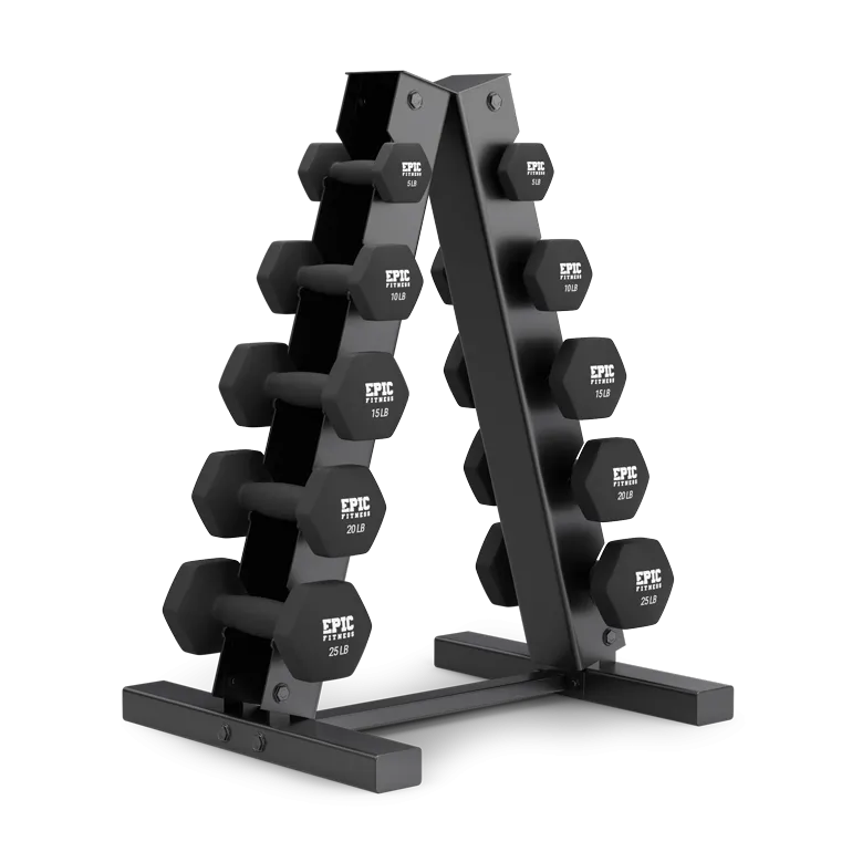 150-Pound Neoprene Dumbbell Set with A-Frame Rack