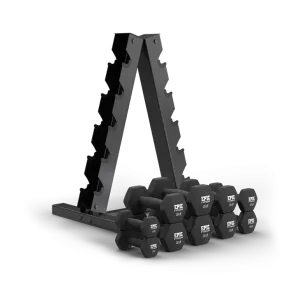 150-Pound Neoprene Dumbbell Set with A-Frame Rack