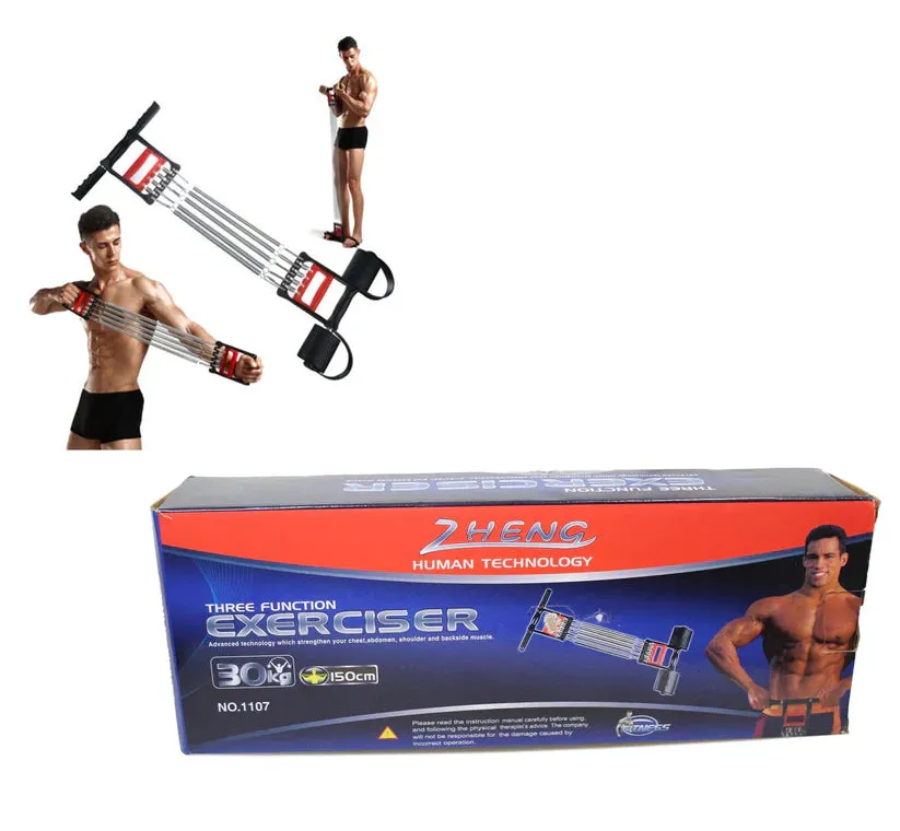 5 Spring Chest Expander 3 In 1 Pull Stretcher Gym Muscle Training Exerciser 30kg