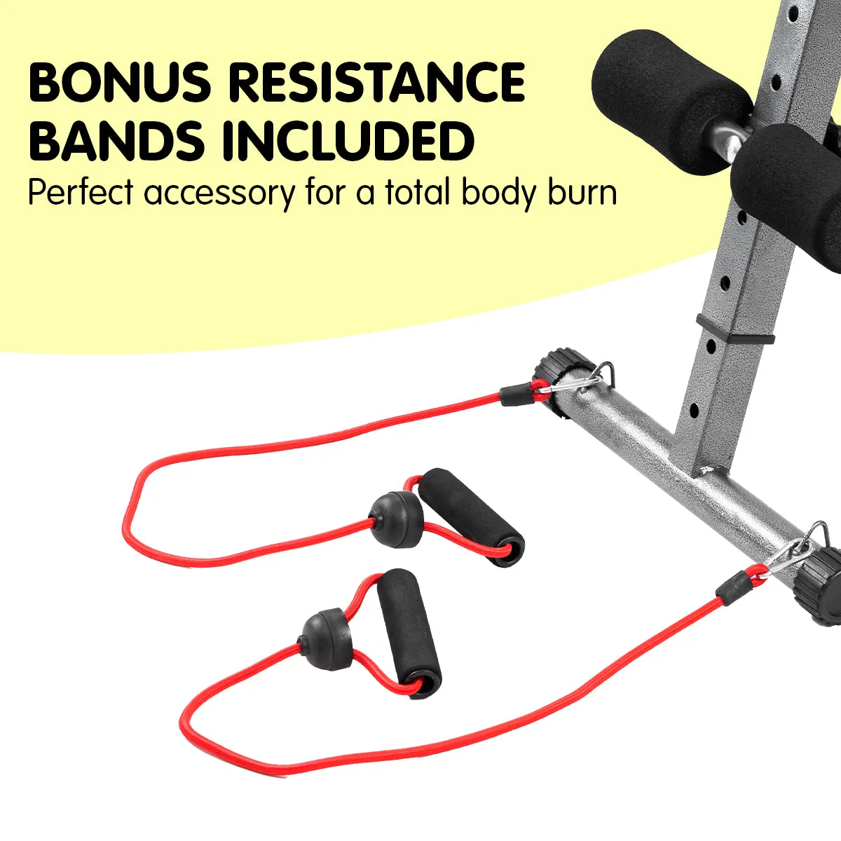 Adjustable Incline Sit-Up Bench with Resistance Bands - PowerTrain