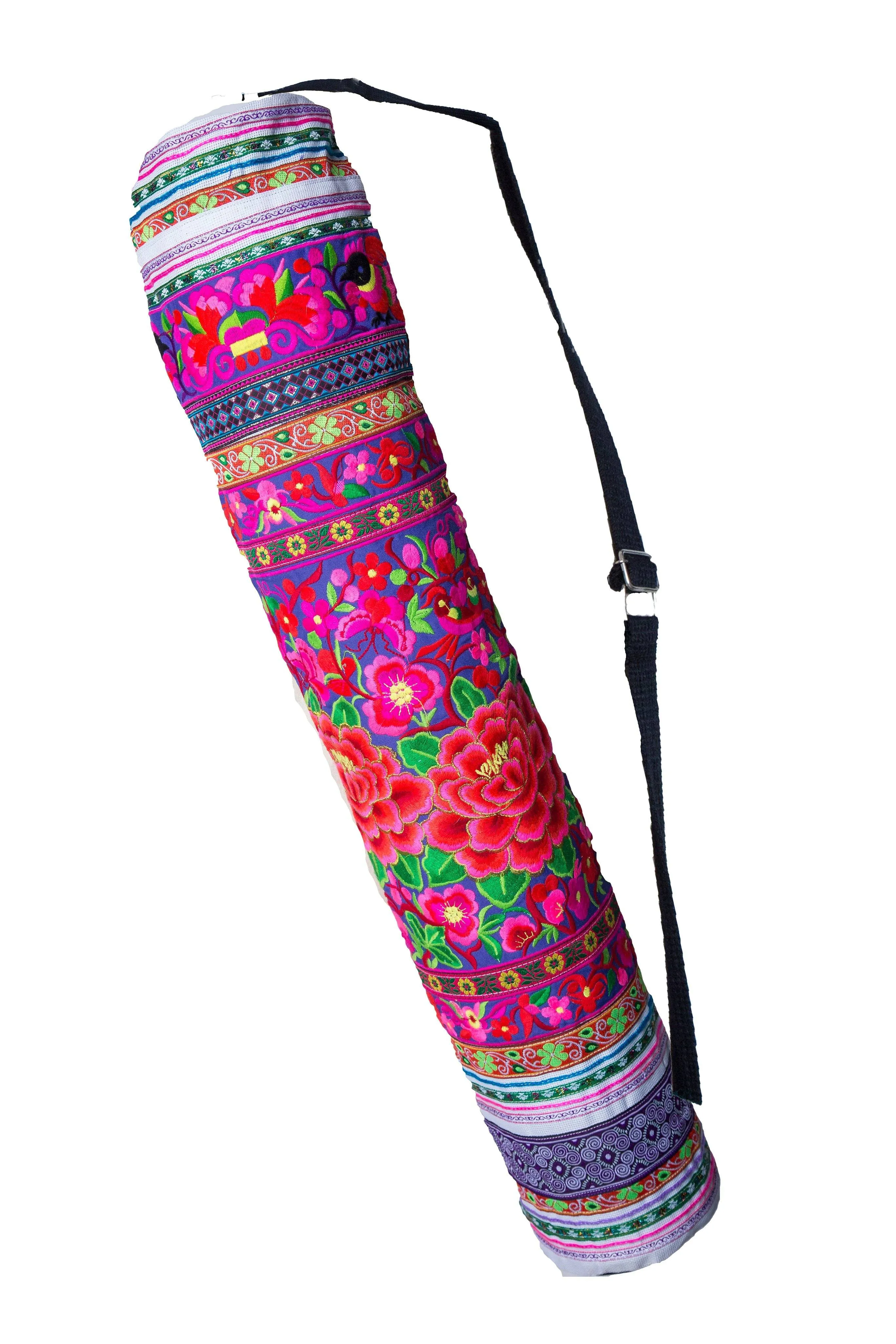 Bohemian Yoga Mat Bag Carrier Embroidered Hill tribe ethnic G