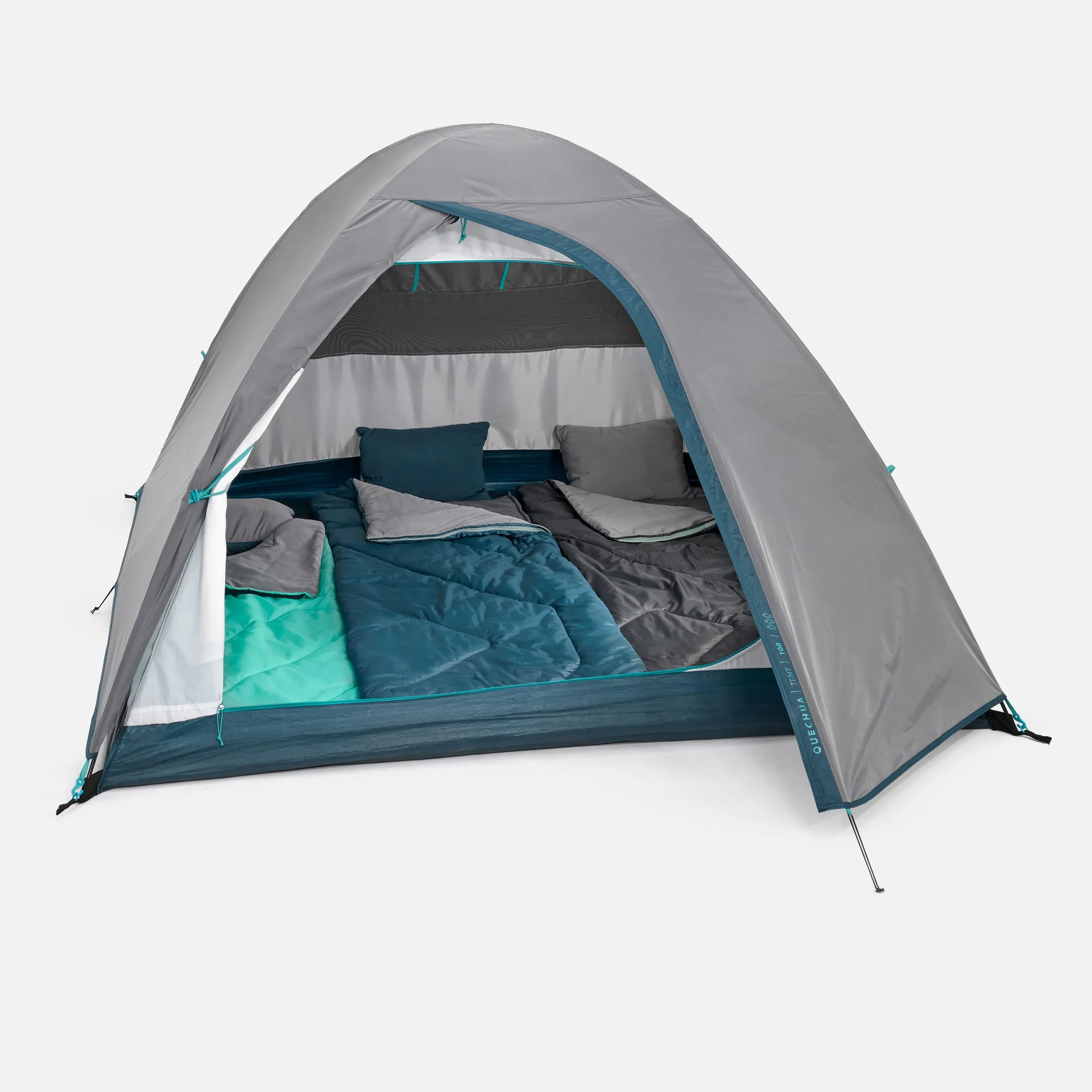 Camping tent Quechua MH100 3-person, grey/blue