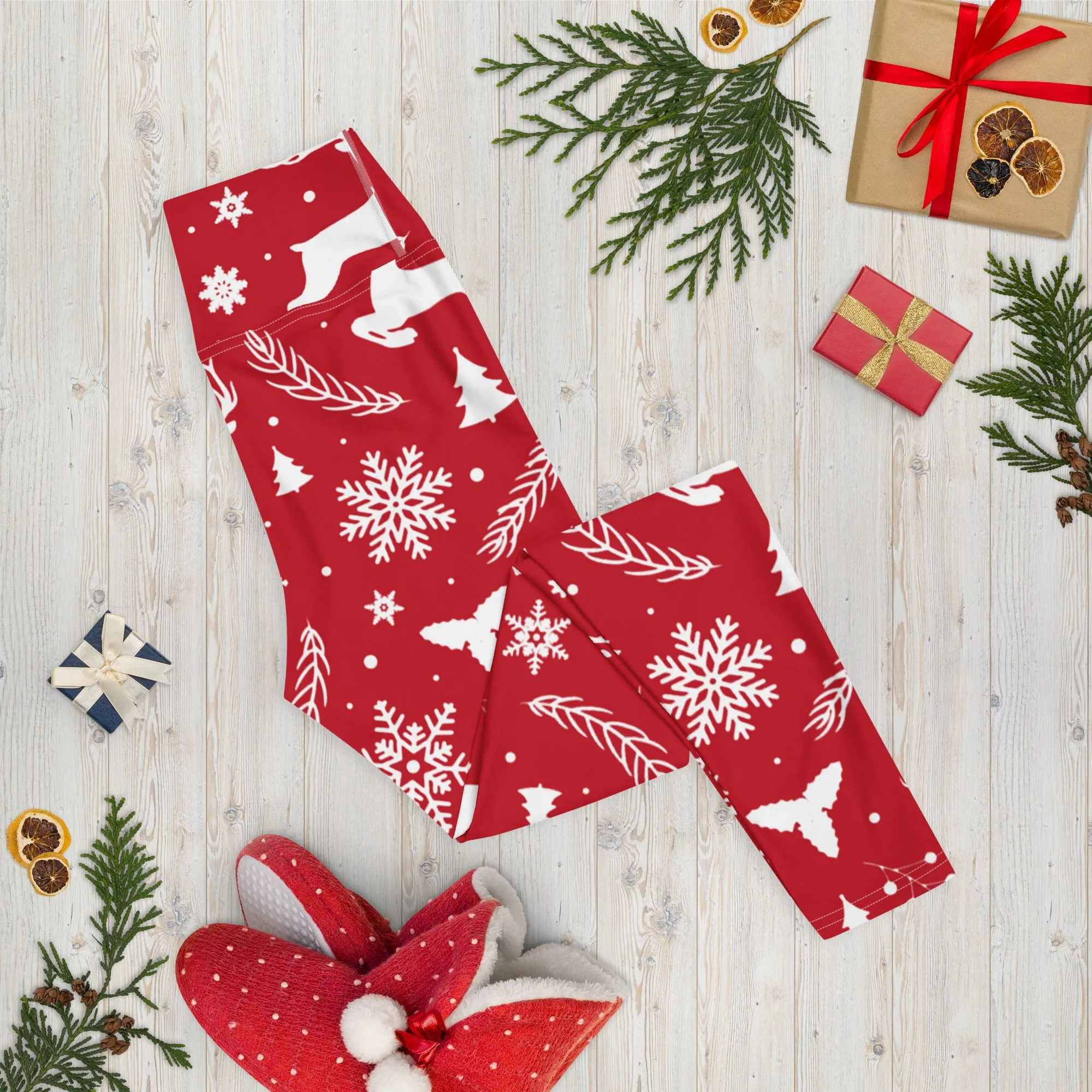 Christmas Deer Yoga Leggings, lioness-love