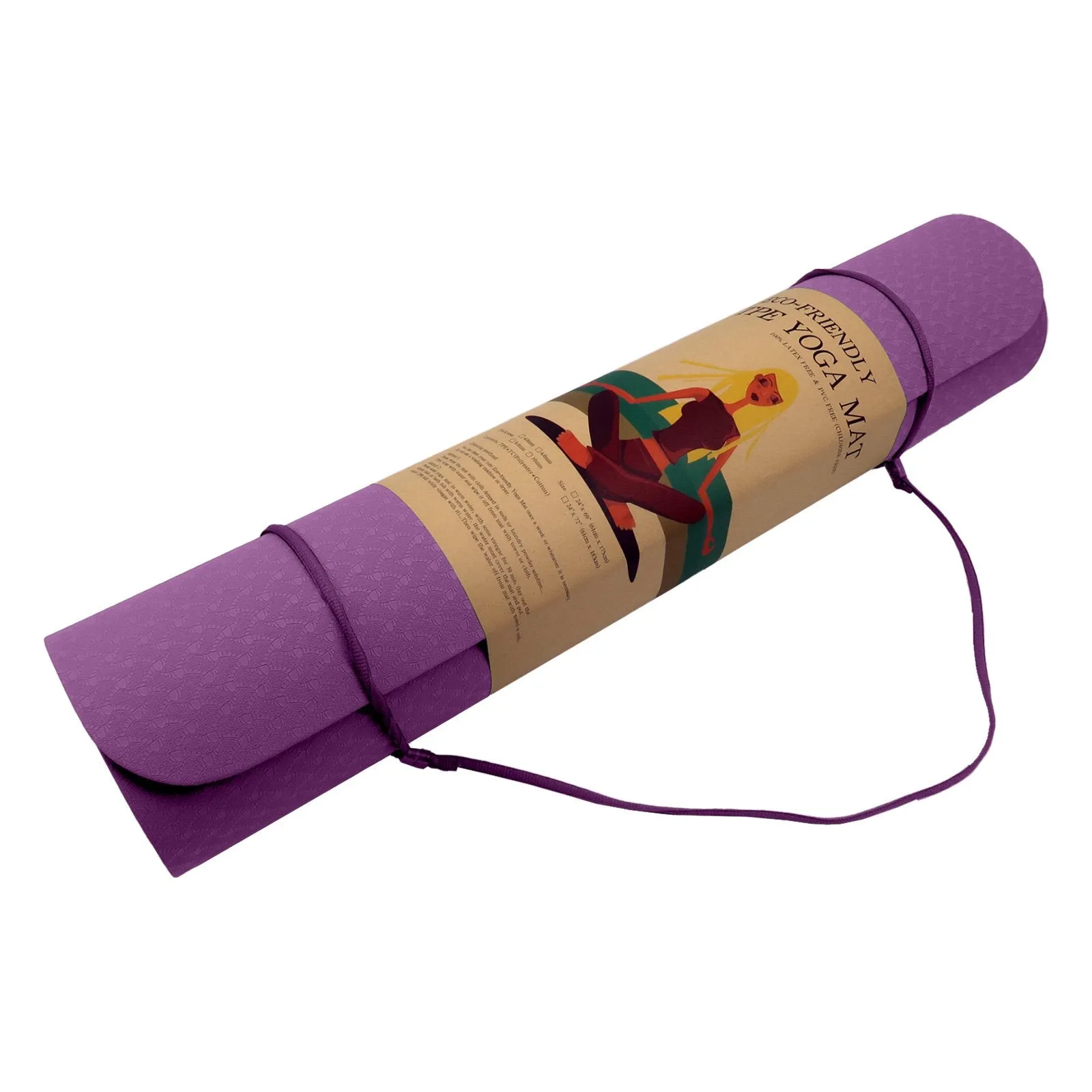 Eco-friendly Non-slip 6mm Yoga Mat with Carry Strap - Powertrain