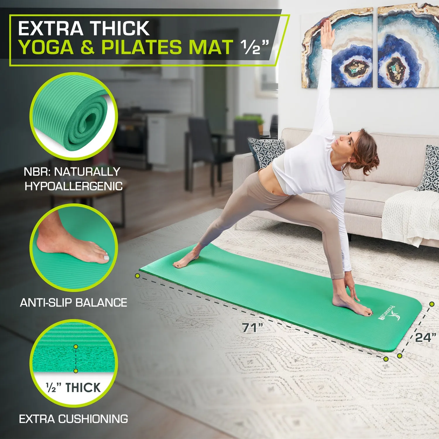 Extra Thick Yoga and Pilates Mat 1/2 inch