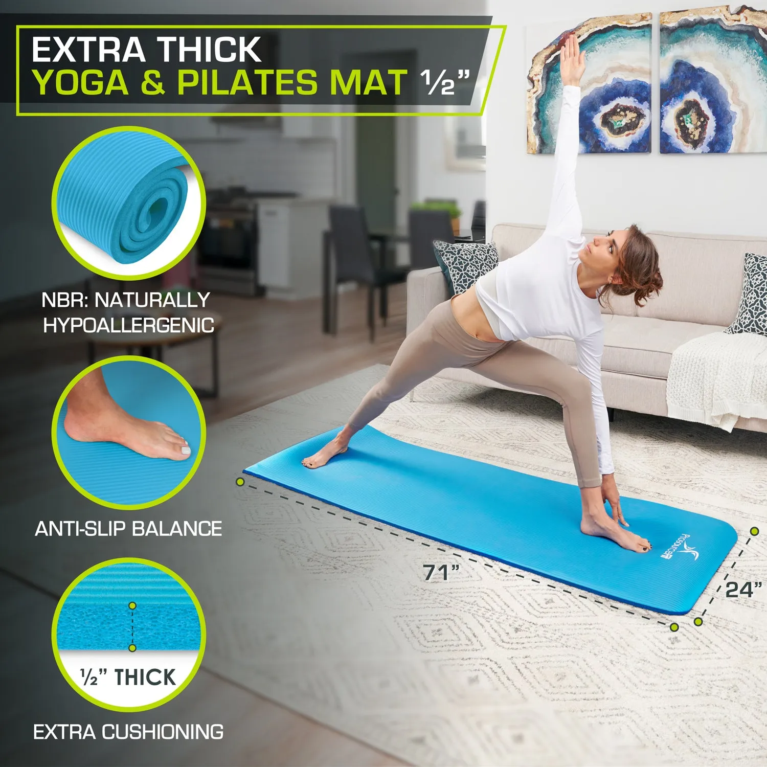 Extra Thick Yoga and Pilates Mat 1/2 inch