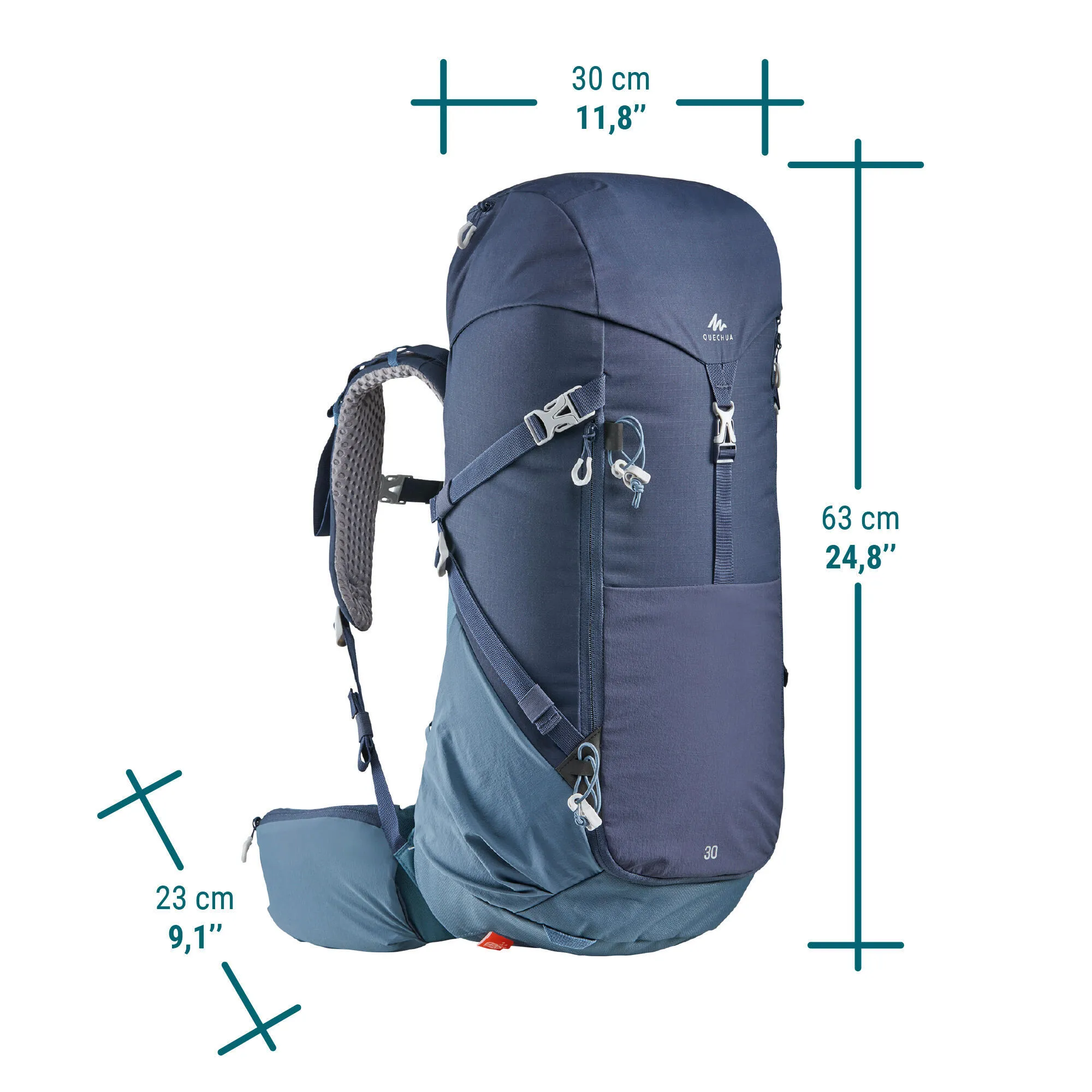 Hiking backpack 30 l Quechua MH500, dark blue/gray