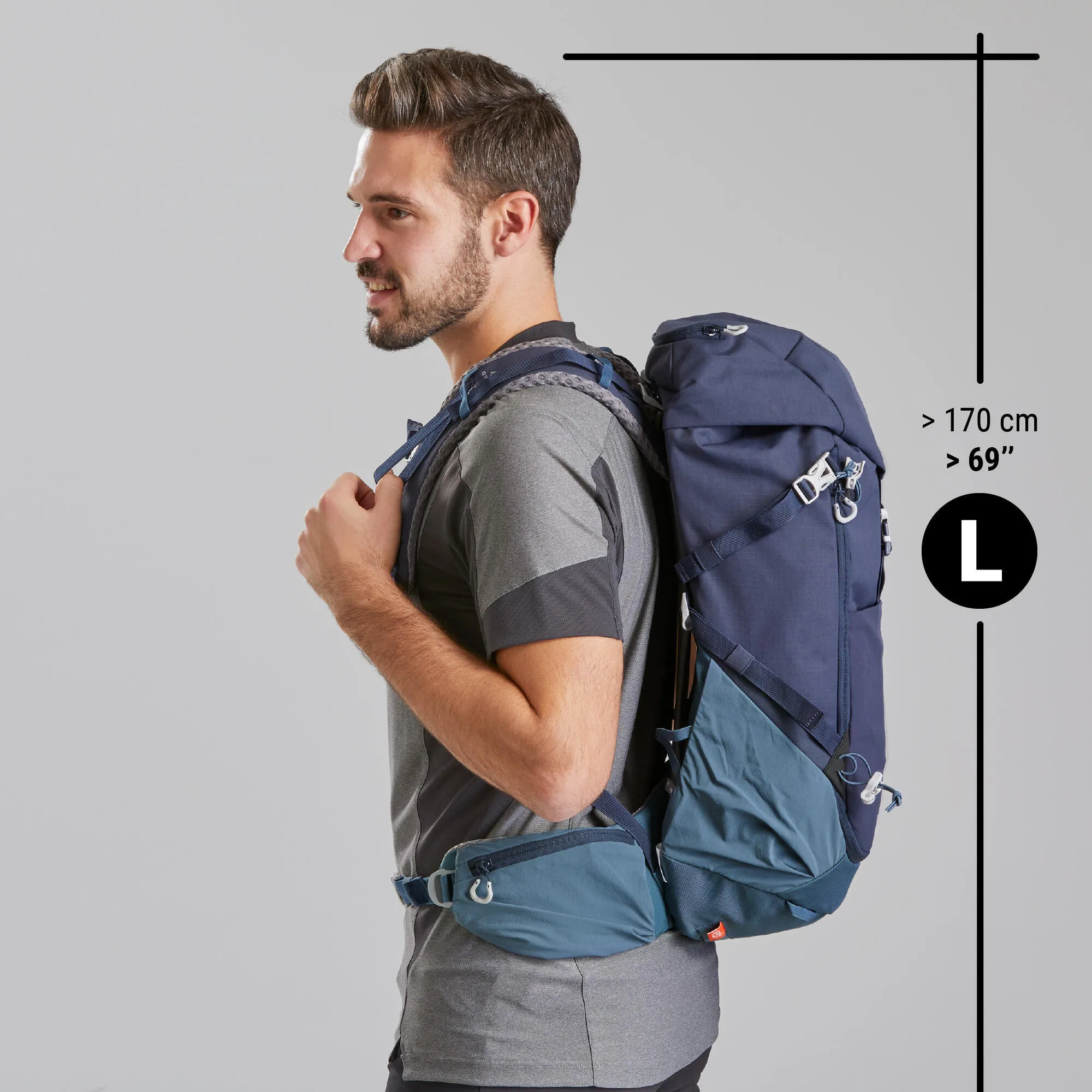 Hiking backpack 30 l Quechua MH500, dark blue/gray