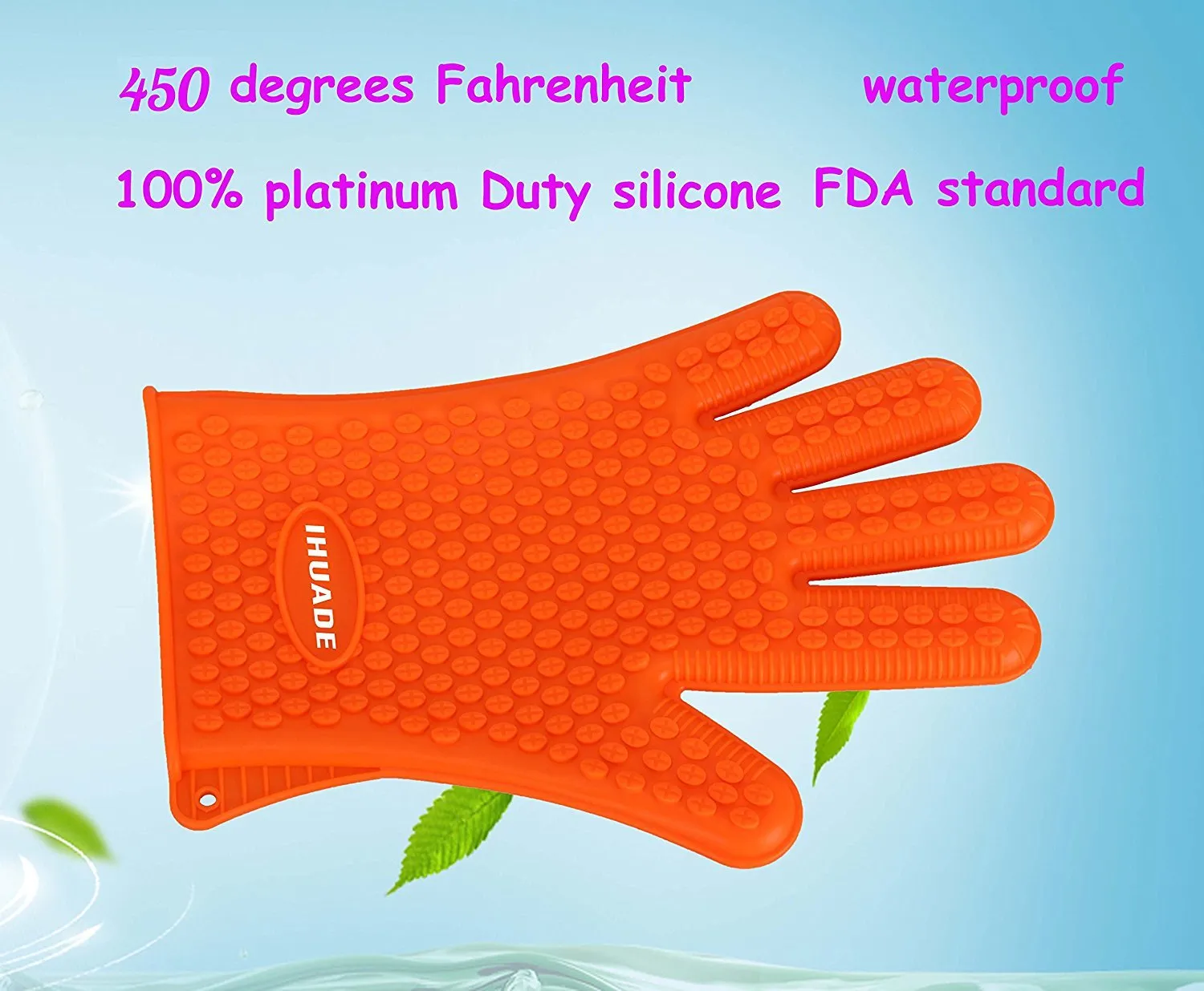 IHUADE BBQ Oven Glove | Best Versatile Heat Resistant Grill Gloves | Insulated Silicone Oven Mitts For Grilling | Cooking Gloves Baking Gloves  Waterproof(Operating temperature Up to 450&deg;F)