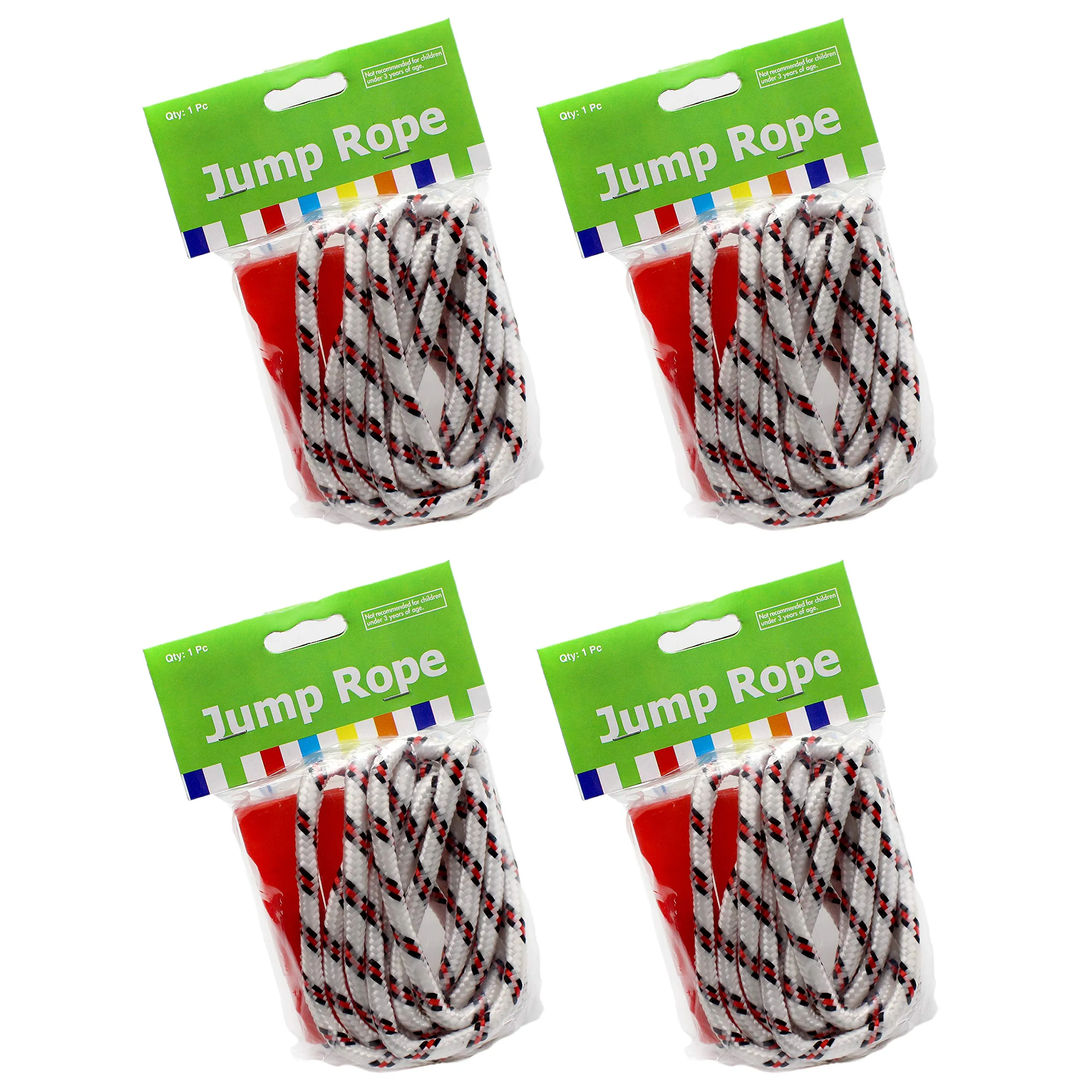 Kicko Jump Rope Nylon with Plastic Handles - 6.5 Feet - 4 Pack - White Jumping Rope