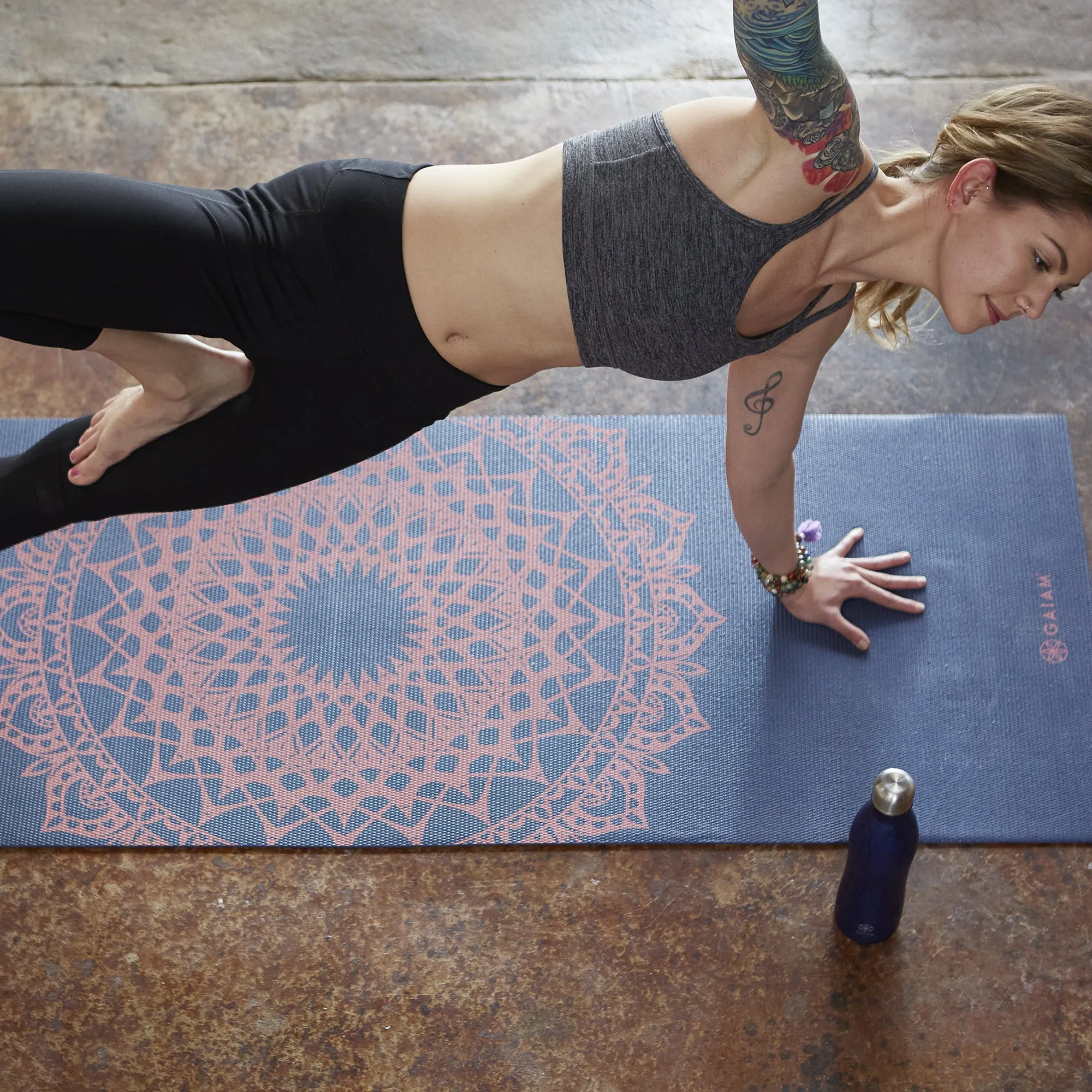 Navy Fleur Marrakesh Yoga Mat (4mm)