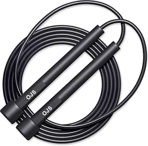 OJS Skipping Rope for Men and Women Jumping Rope With Adjustable Height Speed Skipping Rope for Exercise, Gym, Sports Fitness Adjustable Jump Rope (BLACK)