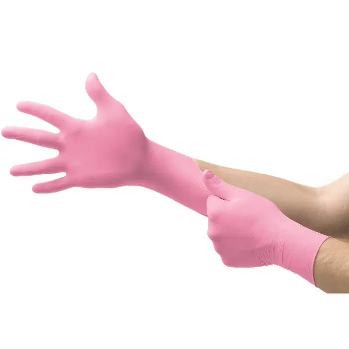 Pink Nitrile Gloves, Ansell Micro-Touch Disposable Exam Gloves 100/Box