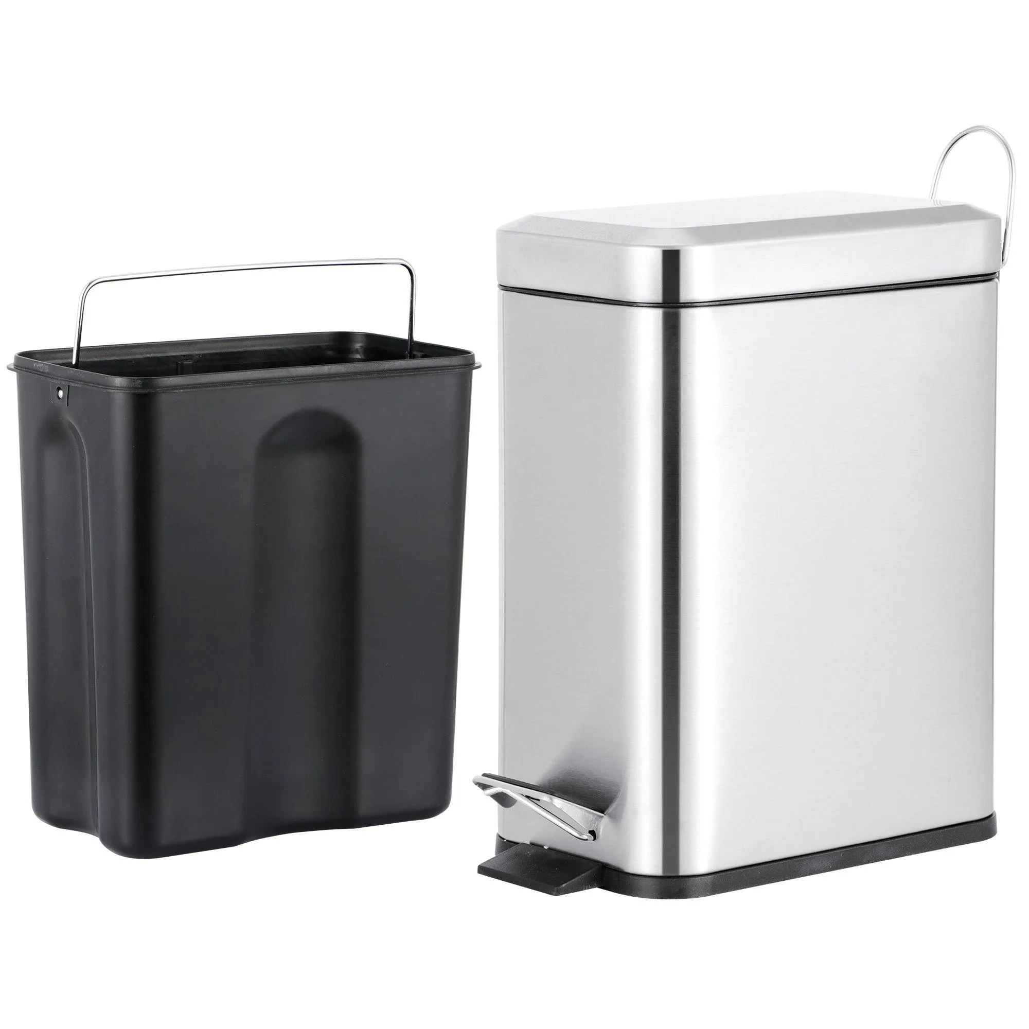 ZENY™ 1.3 Gallon Rectangular Small Trash Can with Removable Inner Wastebasket, Stainless Steel Step