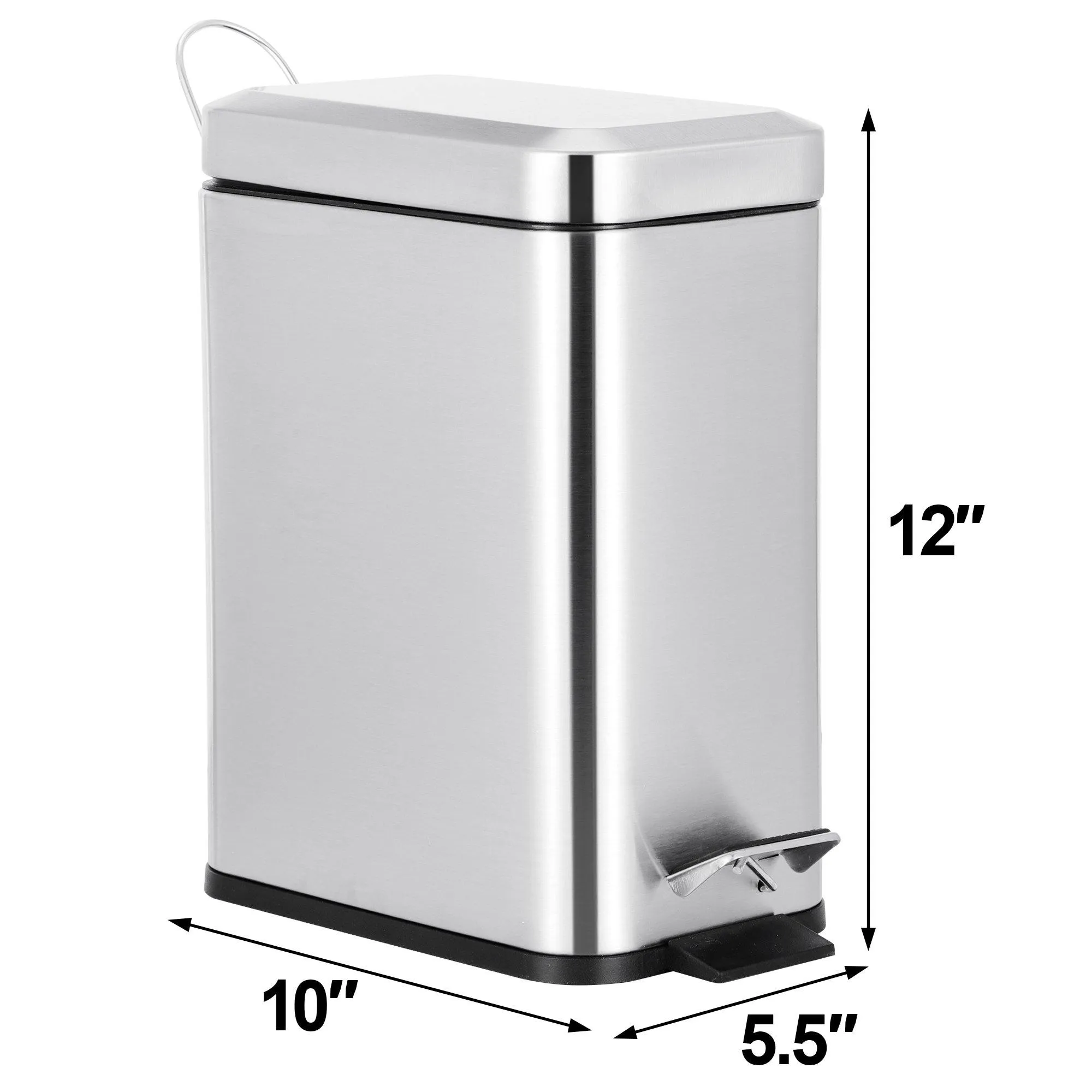 ZENY™ 1.3 Gallon Rectangular Small Trash Can with Removable Inner Wastebasket, Stainless Steel Step